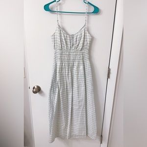 Tory Burch Light Blue and White Gingham Maxi Dress